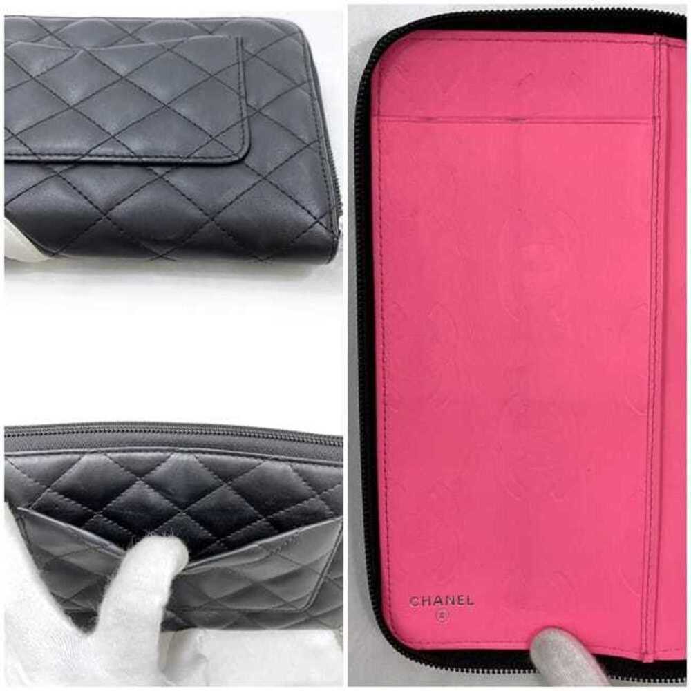 CHANEL Authentic Black Lambskin Leather Logo Wallet - Picture 10 of 11